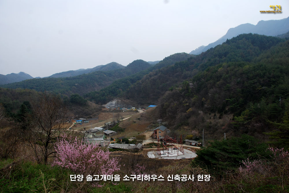 단양 솔고개마을의 봄 그리고 소구리하우스 형강골조 공사현장 