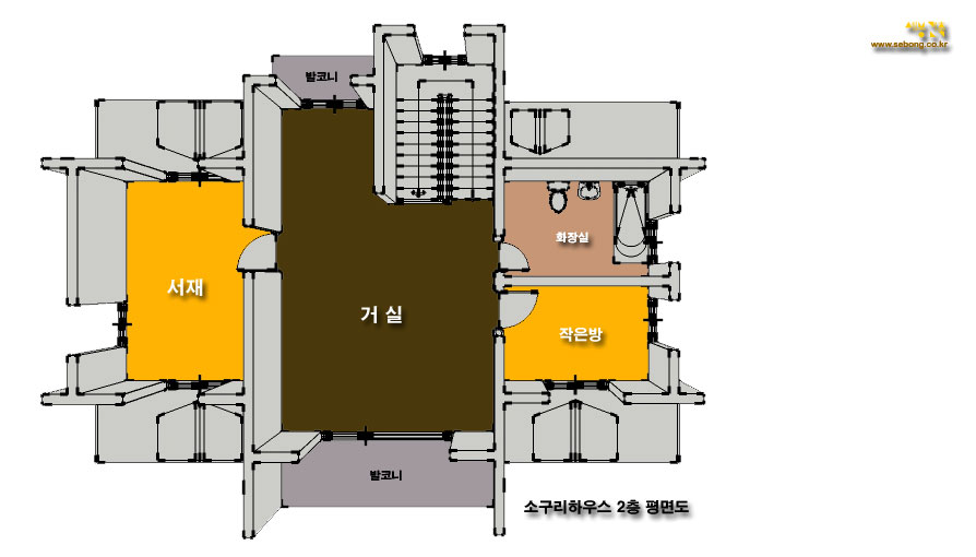 단양 복층주택 소구리하우스 2층 평면 구성도